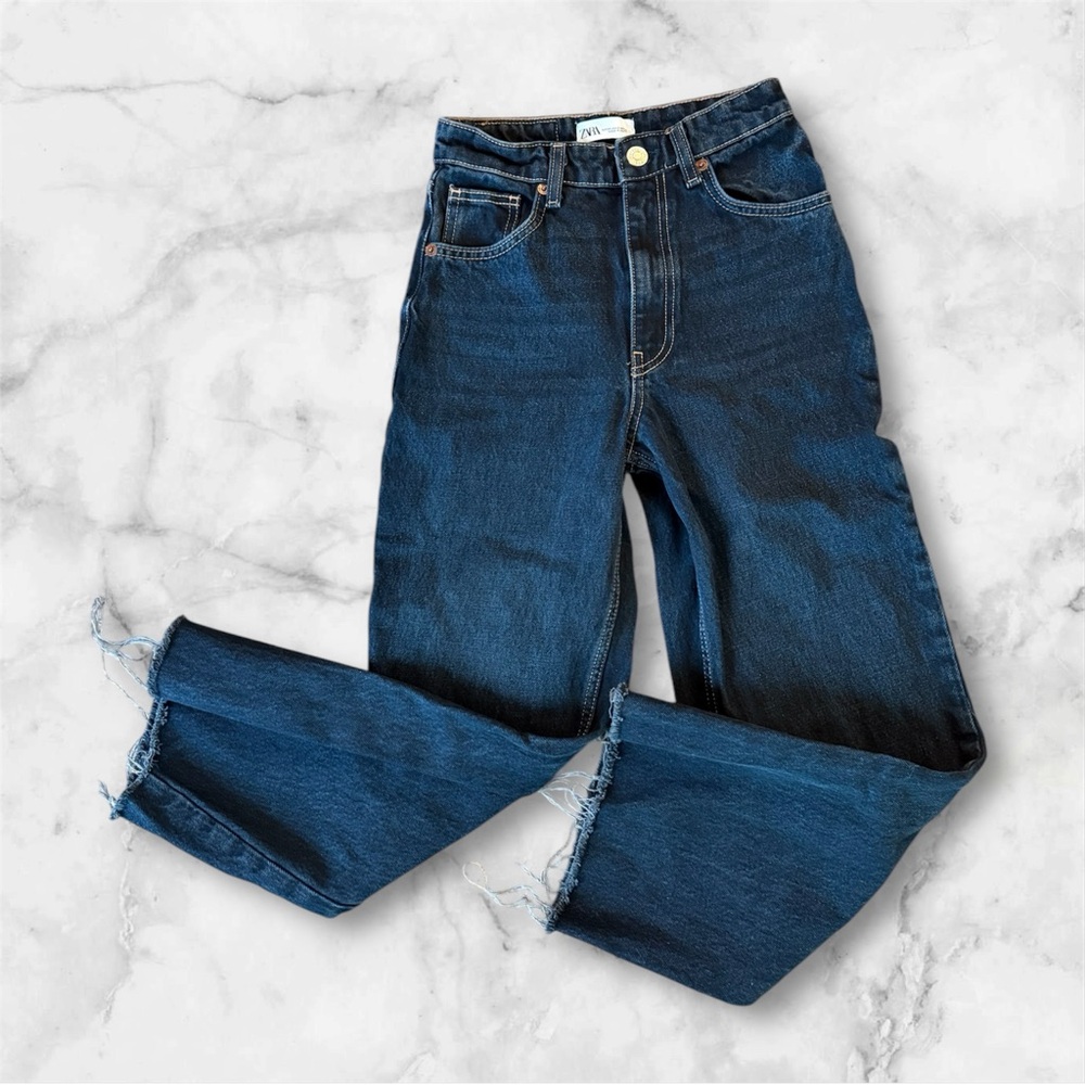 Zara dark denim high waisted jeans